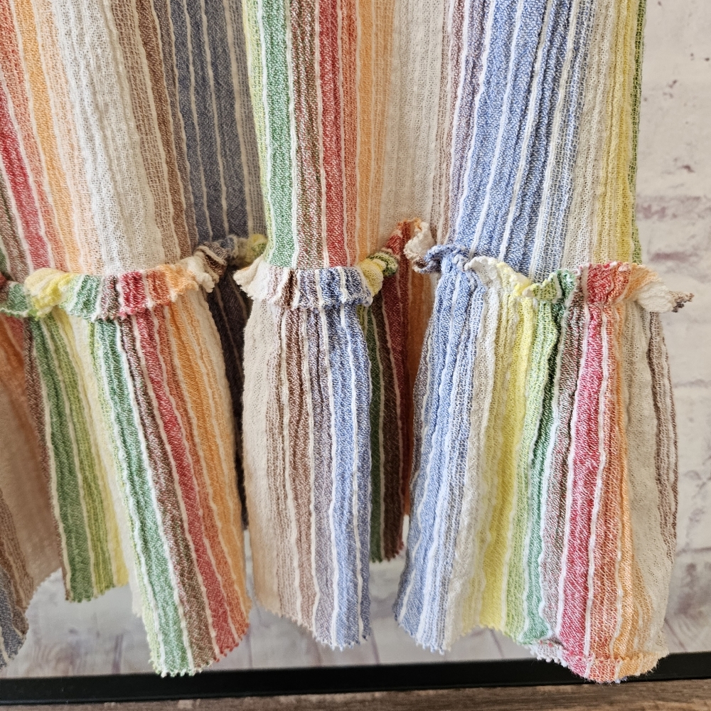 Saylor Alma Dress Rainbow Striped Crepe Smocked Bust Ruffle Strap Dress Small - Picture 7 of 15